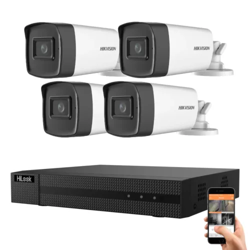 Hikvision HiLook 5 Megapixel 4-Bullet-Kamera-System mit 40 m Nachtsichtweite