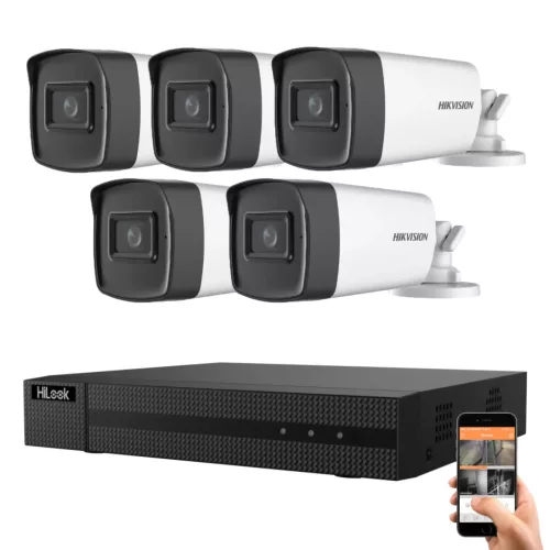 Hikvision HiLook 5 Megapixel 5 Bullet-Kamera Set mit 40 m Nachtsicht