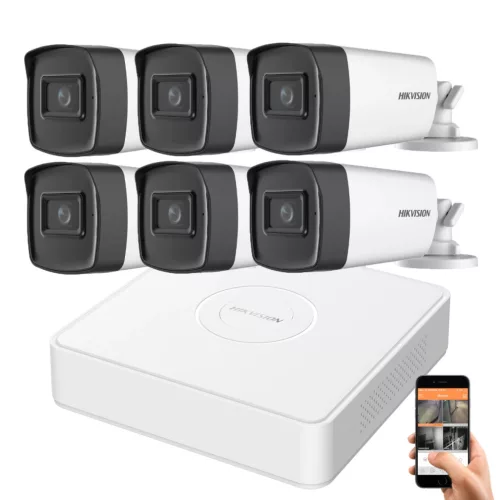 Hikvision 5 Megapixel 6-Rohrkamerasystem mit 40 m Sichtweite