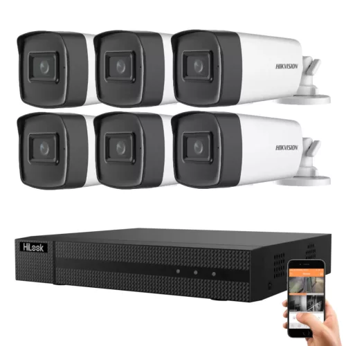 Hikvision HiLook 5 Megapixel 6 Bullet-Kamera-System mit 40 m Nachtsicht