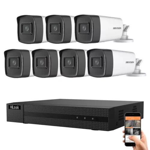 Hikvision HiLook 5-Megapixel 7-Rohrkamerasystem mit 40 m Nachtsichtweite