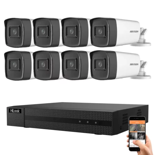Hikvision HiLook 5 Megapixel 8 Bullet-Kamera Set mit 40 m Nachtsicht