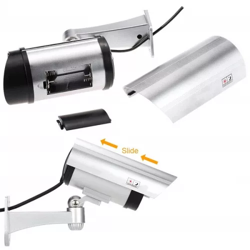 CA-11 Dummy-Kamera mit blinkender LED, silberfarben