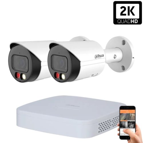 Dahua 2-fach Außen-IP-Kameraset mit 4MP und Farbnachtsicht