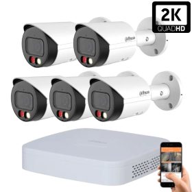   Dahua IP-Kameraset mit 5 Außenkameras, 4MP mit farbiger Nachtsicht