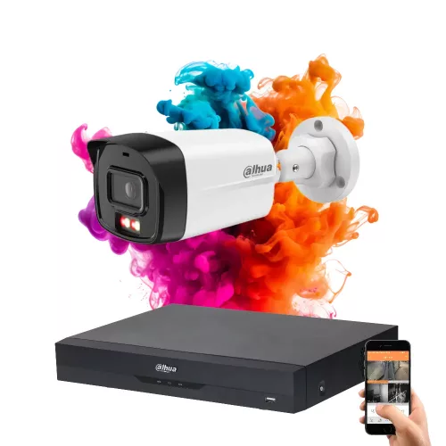 Dahua IP-Kamera-System mit 1 Überwachungskamera, 4 MP und Farbnachtsicht