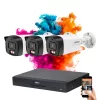 Dahua IP-Kamera-System mit 3 Sicherheitskameras, 4MP mit Farbnachtsicht