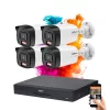 Dahua IP-Kamera-System mit 4 Überwachungskameras, 4 MP, Farbnachtsicht