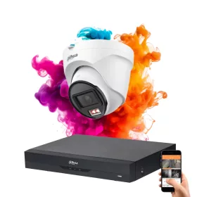   Dahua 1-Dome IP-Überwachungskamera-System 4MP mit Farb-Nachtsicht