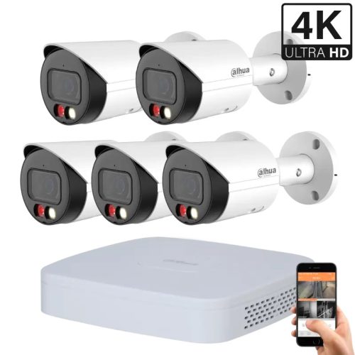 Dahua IP-Kameraset für außen mit 5 Kameras, 8 MP und Farbnachtsicht
