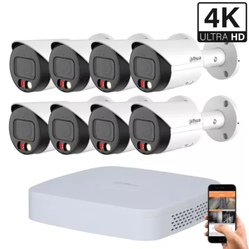 Dahua 8 Außenkameras IP-Kameraset 8MP mit Farbnachtsicht
