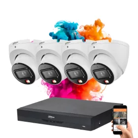   Dahua 4 Dome IP Überwachungskamera-System 8MP mit Farbnachtsicht