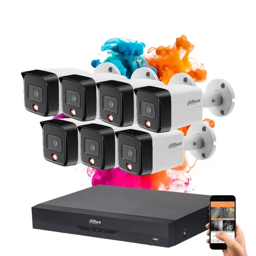 Dahua 7-fach Sicherheitskameras IP-Kamerasystem 8MP mit Farbnachtsicht