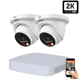   Dahua 2-Dome-Außenkameras IP-Kameraset 4MP mit Farbnachtsicht