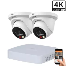   Dahua 2 Dome Außenkameras IP-Kamerasystem 8MP mit farbiger Nachtsicht