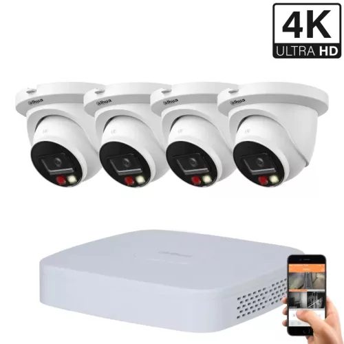 Dahua 4 Dome Außenkameras IP-Kameraset 8MP mit Farbnachtsicht