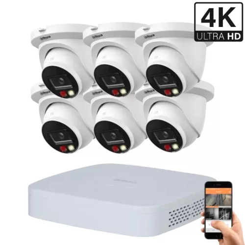 Dahua 6 Dome Außenkameras IP-Kameraset 8 MP mit Farbnachtsicht