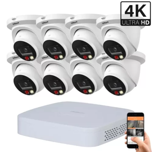 Dahua 8 Dome Außen-IP-Kameraset 8MP mit Farbnachtsicht