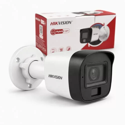 Hikvision DS-2CE16D0T-LPFS(2.8mm) Sicherheitskamera mit Farbnachtsicht (2MP, Outdoor, Hybrid-LED, IP67, Mikrofon)