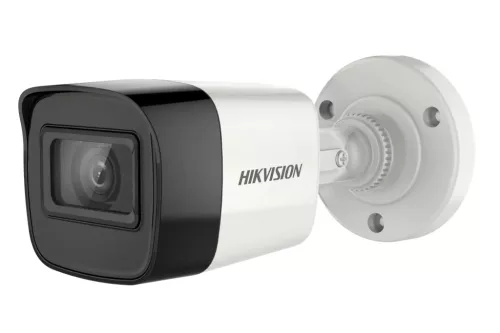 Hikvision DS-2CE16H0T-ITFS Analoge Sicherheits-Bulletkamera (5 MP, 2,8 mm, außen, EXIR 30 m, ICR, IP67, Mikrofon)