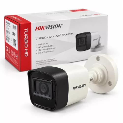 Hikvision DS-2CE16H0T-ITPFS analoge Sicherheitskamera (5 MP, 2,8 mm, Außenbereich, Smart IR 25 m, IP67, Mikrofon)