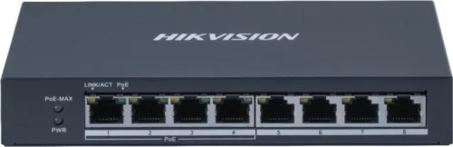 Hikvision DS-3E0508P-O 4 PoE portos switch 4 uplink porttal (1GB/s, 60W)
