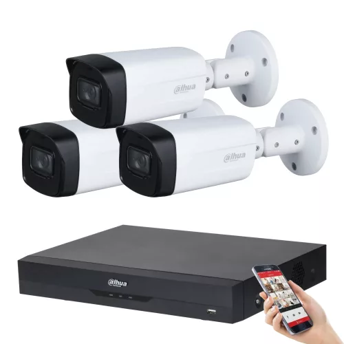 Dahua 3-Kamera 5 MP Kamerasystem-Set mit 80 m Nachtsicht