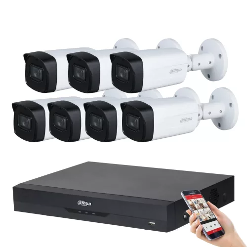 Dahua 7-Kamera 5MP Überwachungssystem-Set mit 80 m Nachtsicht