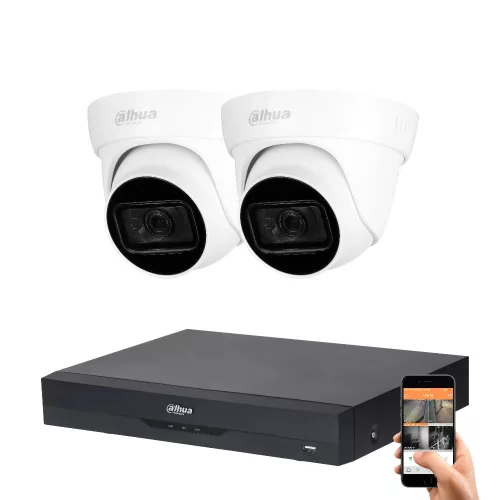 Dahua 2-Dome-Kamera 8MP 4K Kamerasystem-Set mit 30 m Nachtsicht