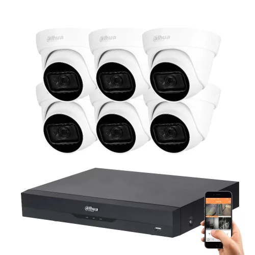 Dahua 6-Dome-Kamera 8MP 4K Kamerasystem-Set mit 30 m Nachtsicht