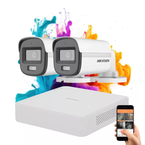 Hikvision ColorVu 2-Kamera Sicherheitskamera-System mit 5 MP und Farbnachtsicht
