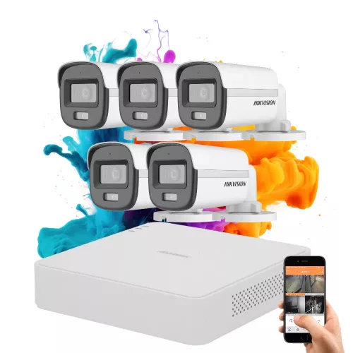 Hikvision ColorVu 5-Kamera Sicherheitskamerasystem 5MP mit farbigem Nachtsichtbild