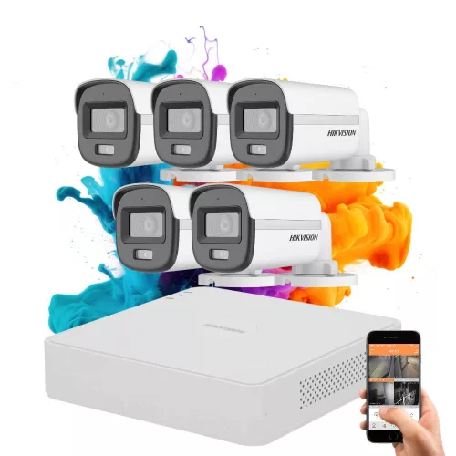 Hikvision ColorVu 5-Kamera Sicherheitskamerasystem 5MP mit farbigem Nachtsichtbild