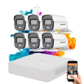   Hikvision ColorVu 6-Kamera Sicherheitskamerasystem mit 5 MP und farbiger Nachtsicht
