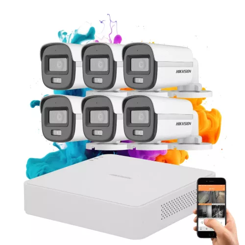 Hikvision ColorVu 6-Kamera Sicherheitskamerasystem mit 5 MP und farbiger Nachtsicht