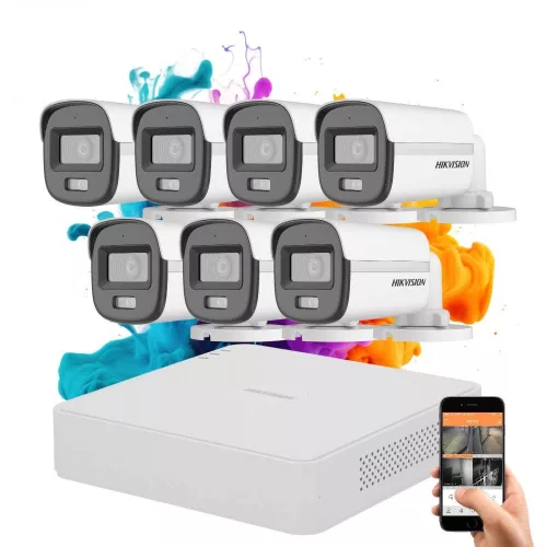 Hikvision ColorVu 7-Kamera Sicherheitskamerasystem mit 5MP Farbnachtsicht
