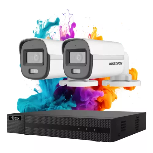 Hikvision HiLook ColorVu 2-Kamera Sicherheitskamerasystem 5 MP mit farbigem Nachtsichtbild
