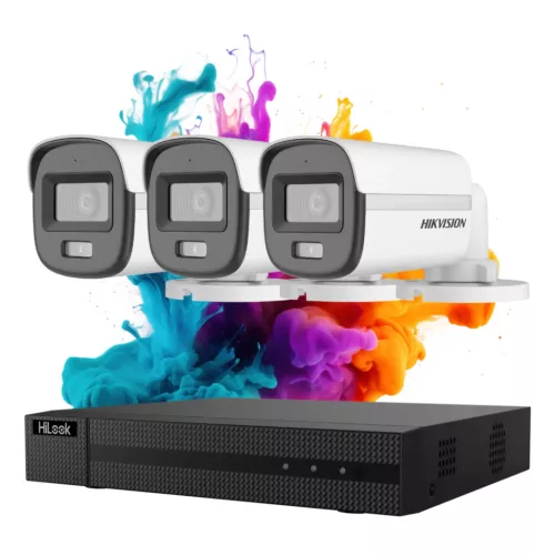 Hikvision HiLook ColorVu 3-Kamera Sicherheitskamerasystem 5MP mit Farbnachtsicht