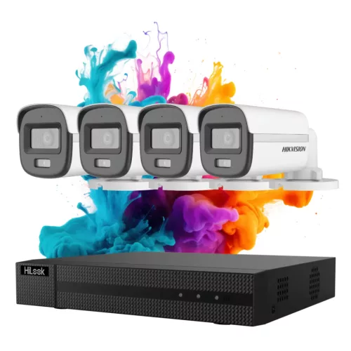 Hikvision HiLook ColorVu 4-Kamera Sicherheitskamerasystem 5MP mit farbiger Nachtsicht
