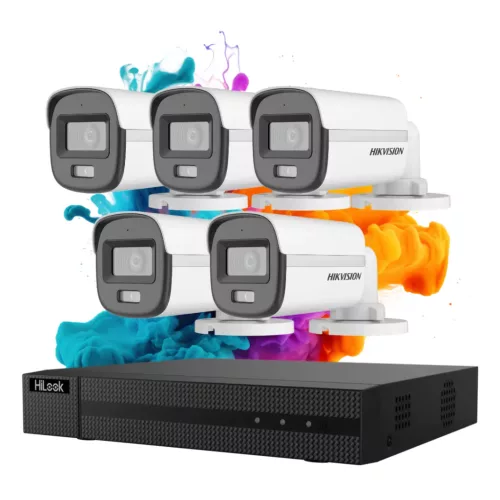 Hikvision HiLook ColorVu 5-Kamera Sicherheitskamera-Set 5MP mit Farbnachtsicht