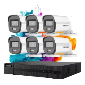   Hikvision HiLook ColorVu Sicherheitskamerasystem mit 6 Kameras, 5 MP und farbiger Nachtsicht