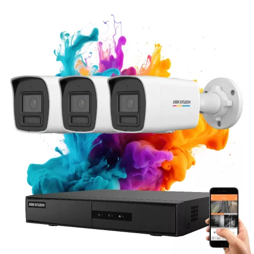 Hikvision ColorVu 3-Kamera IP-Überwachungssystem mit 6 MP und Farbnachtsicht