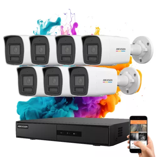 Hikvision ColorVu 7-Kamera IP-Überwachungssystem mit 6 MP und farbiger Nachtsicht