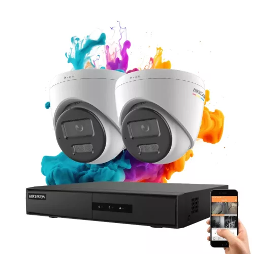 Hikvision ColorVu 2-Kamera IP Dome Kamerasystem 6MP mit farbiger Nachtsicht