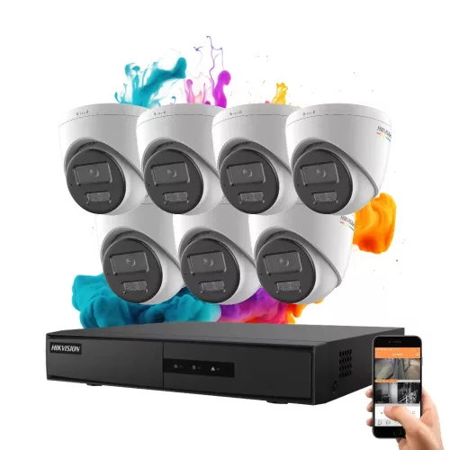 Hikvision ColorVu 7-Kamera IP Dome Kamerasystem mit 6MP Farbnachtsicht