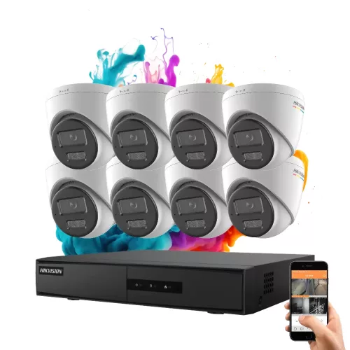 Hikvision ColorVu 8-Kamera IP Dome Kamerasystem 6MP mit farbiger Nachtsicht