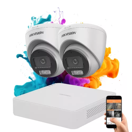 Hikvision ColorVu 2-Kamera Sicherheits-Domekamerasystem 5 MP mit Farbnachtsicht
