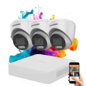   Hikvision ColorVu 3-Kamera Sicherheits-Dome-Kamerasystem 5MP mit farbiger Nachtsicht