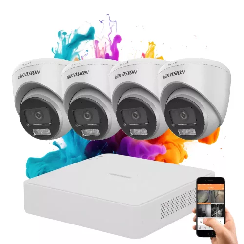 Hikvision ColorVu 4-Kamera Sicherheits-Dome-Kamerasystem 5MP mit farbiger Nachtsicht