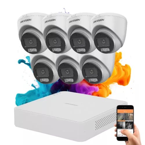 Hikvision ColorVu 7-Kamera Sicherheits-Dome-Kamerasystem 5 MP mit farbiger Nachtsicht